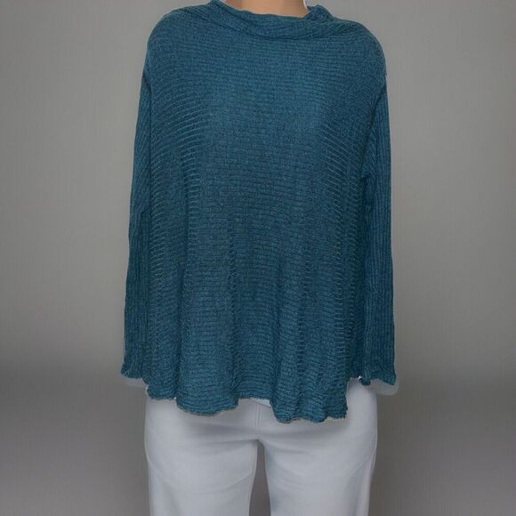 Free People Lover Rib Thermal Slit Back Green Ribbed Small Petite Oversized - Picture 1 of 15